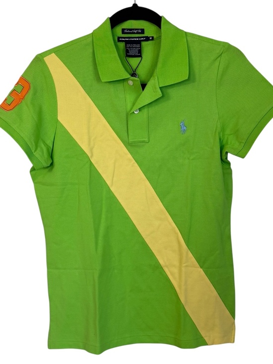 Ralph Lauren Tops - Ralph Lauren Gold Women's Short Sleeve Lime Green Big Stripe Spring Polo Sz M NW